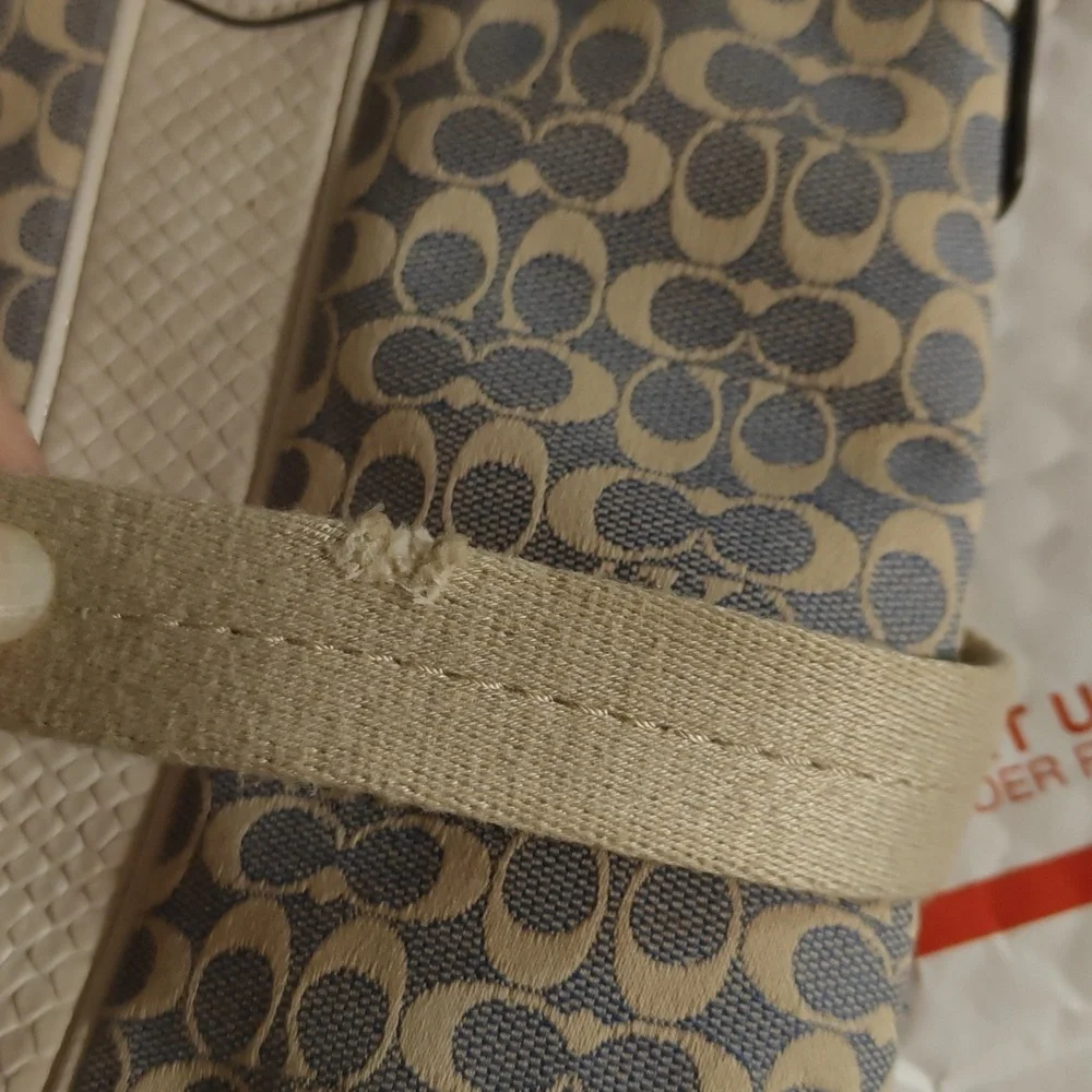 Coach Vintage Denim And White Patent Leather Swingback Crossbody In Mini C Print